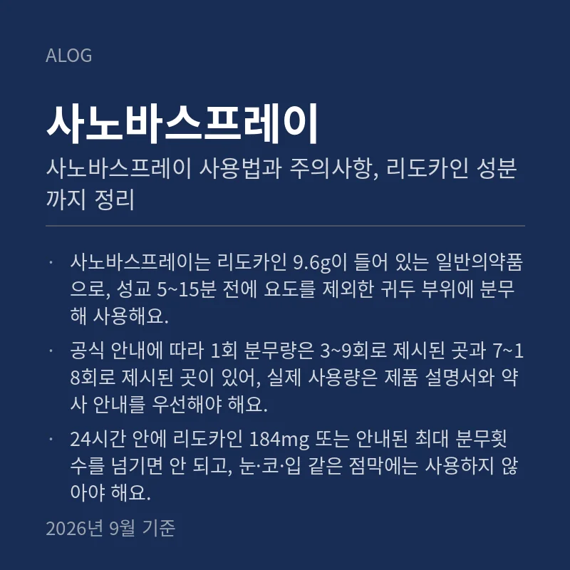 사노바스프레이 사용법과 주의사항, 리도카인 성분까지 정리