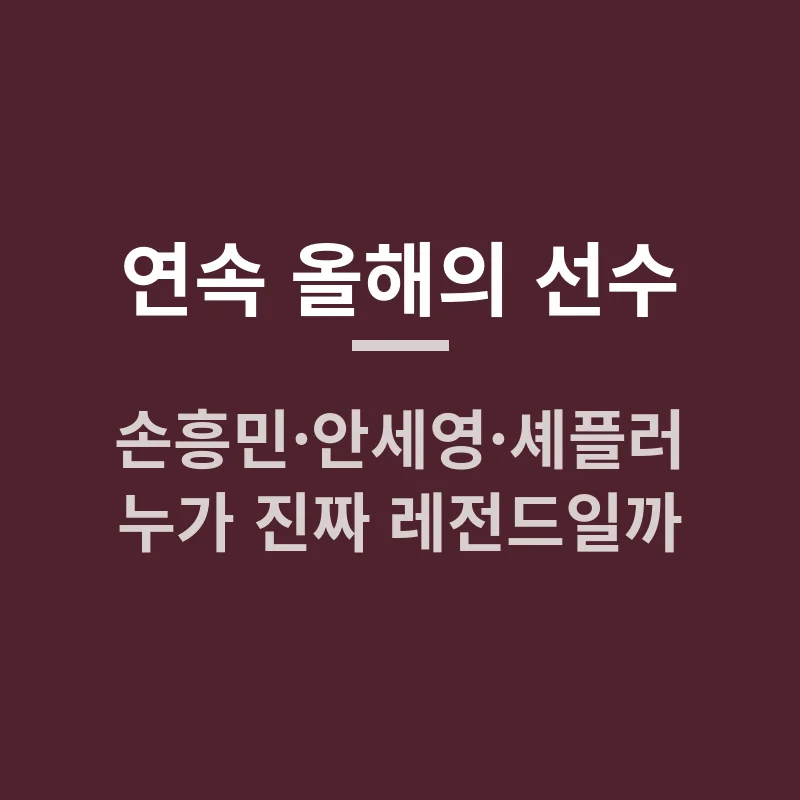 연속 올해의 선수 2025년 최신, 손흥민·안세영·셰플러 누가 진짜 레전드일까?