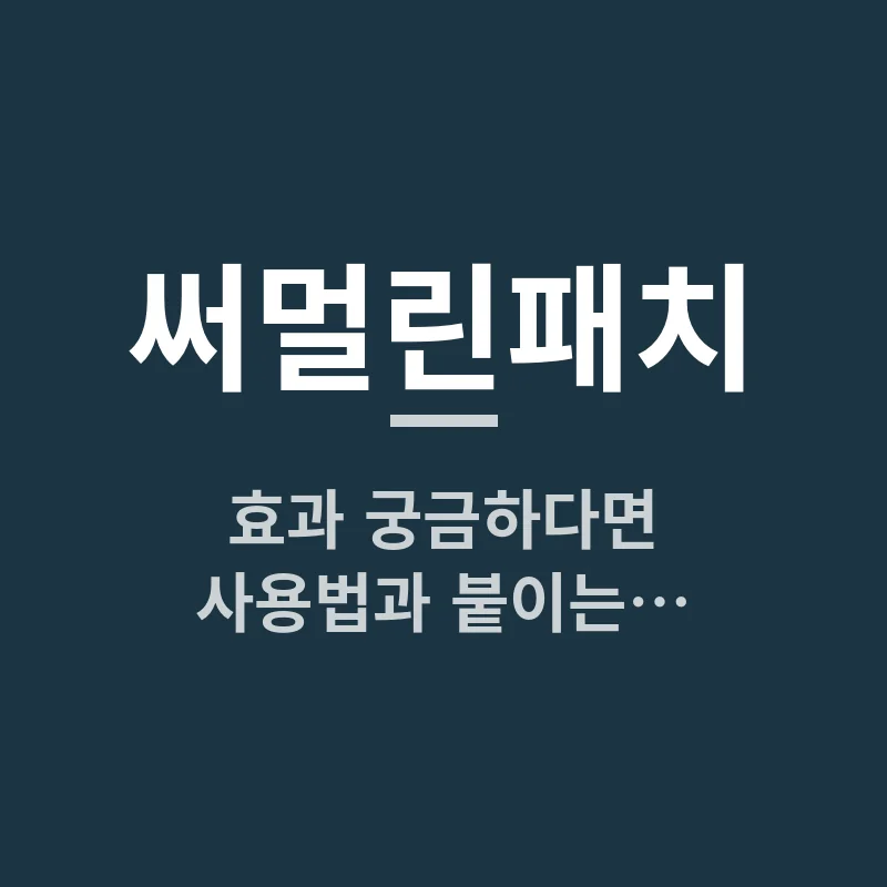 써멀린패치 효과 궁금하다면 사용법과 붙이는 위치부터 살펴보세요