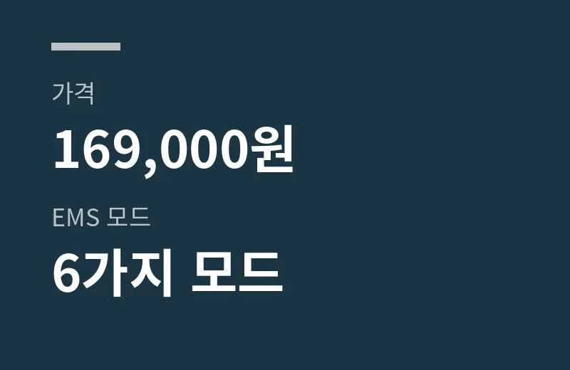 트윗핏 핵심 수치: 가격 169,000원, EMS 모드 6가지 모드